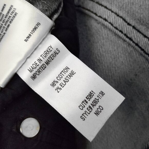 AGOLDE‎ Nico High Waist Rise Slim Jeans Risk Grey Stone Wash 25 Raw Hem $198 - Picture 10 of 16